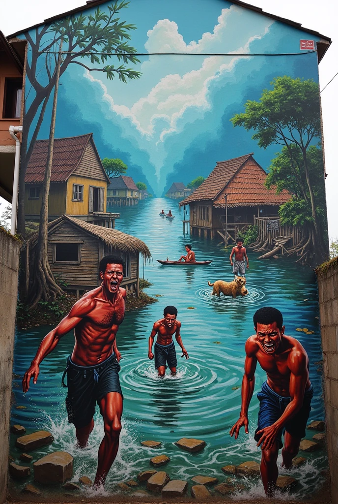 Graffiti of Flood in bangladesh for opening indian river dam