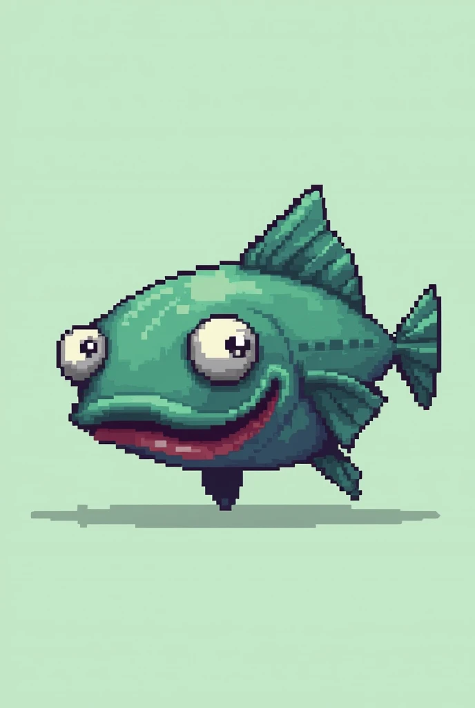 A fish that is pixelated in 2D and is ugly