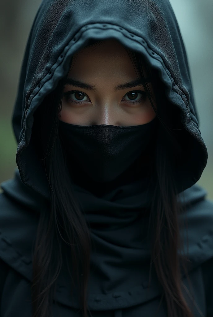 Chinese female assassin covered her face except for her nose