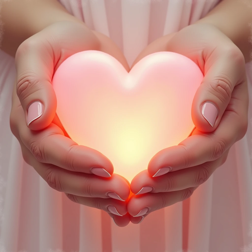 Expressing the love in your hands、Heart in hand、pink、