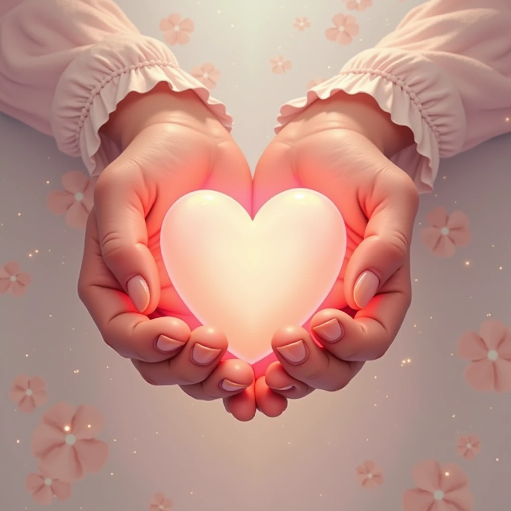 Expressing the love in your hands、Heart in hand、pink、