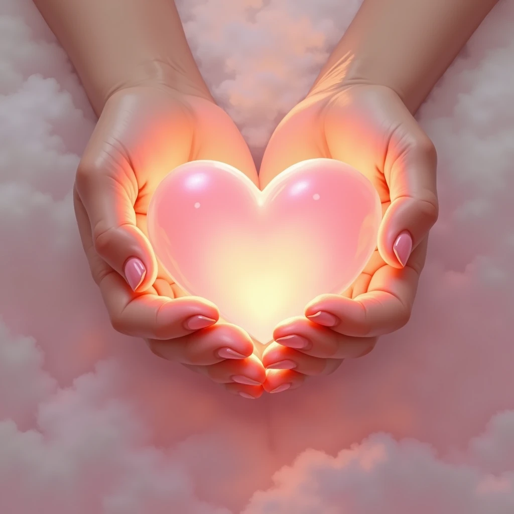 Expressing the love in your hands、Heart in hand、pink、