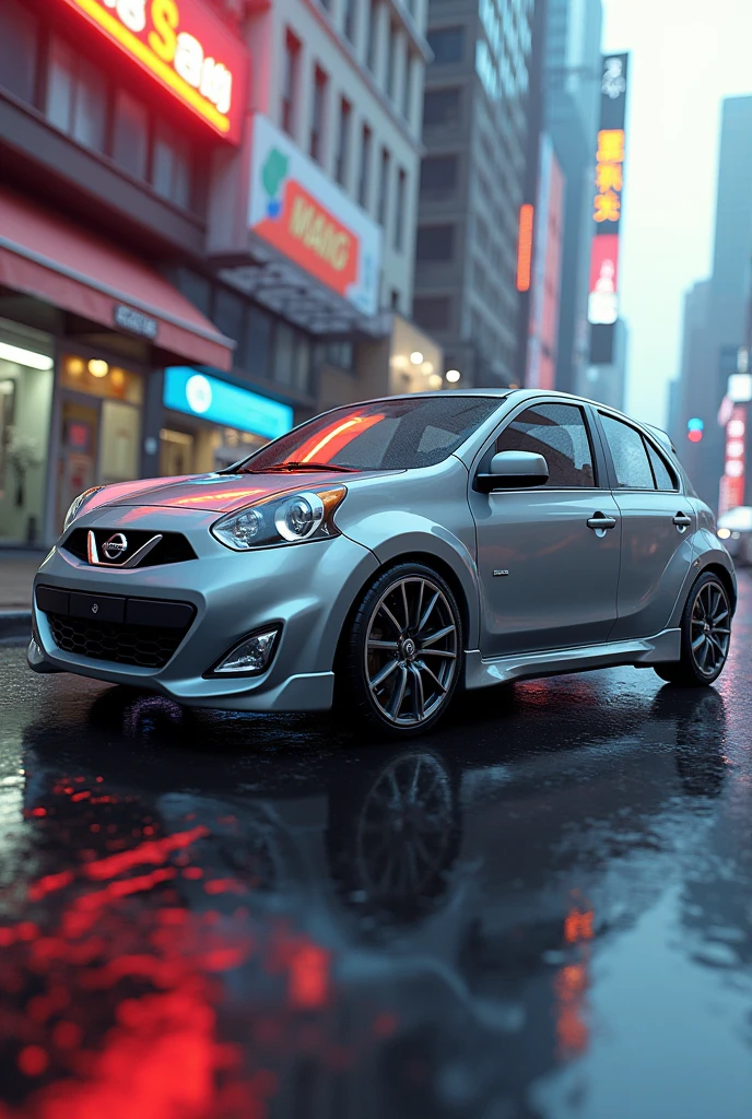 Exact replica Nissan March 1.6 city car 2017 gray with cast of fast and furious