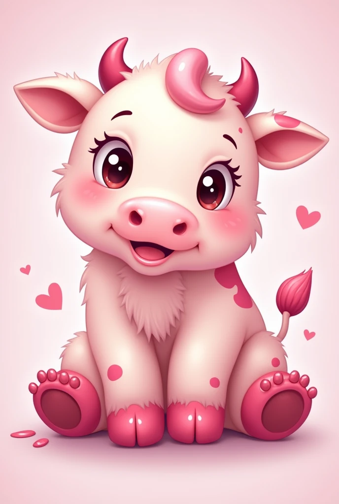 Kawaii pink cow nails