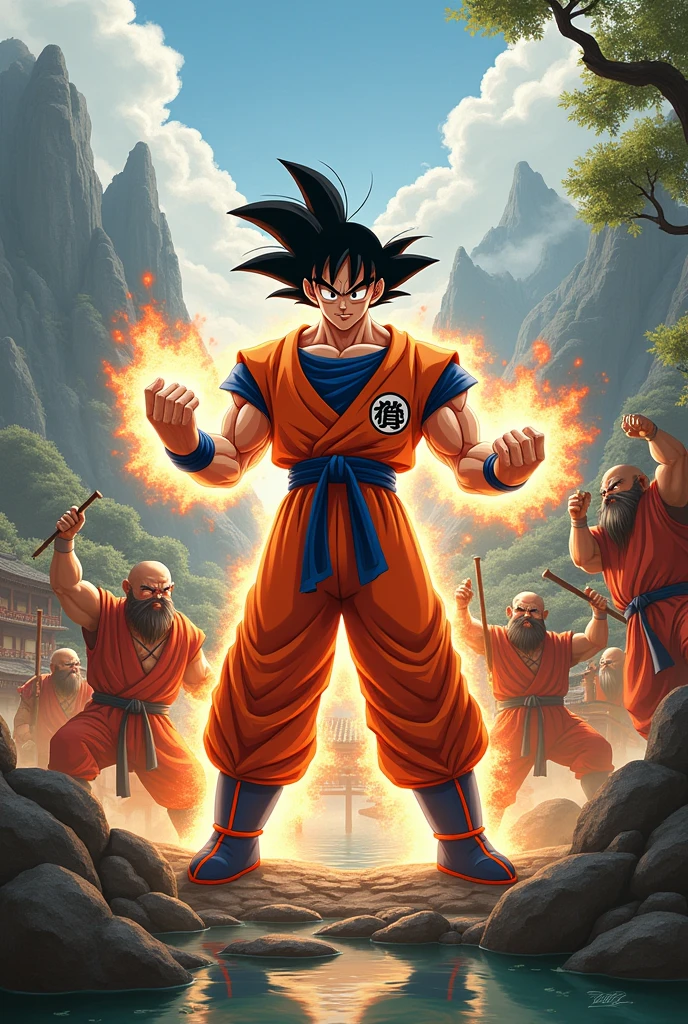 Goku fighting with Chinese dwarfs