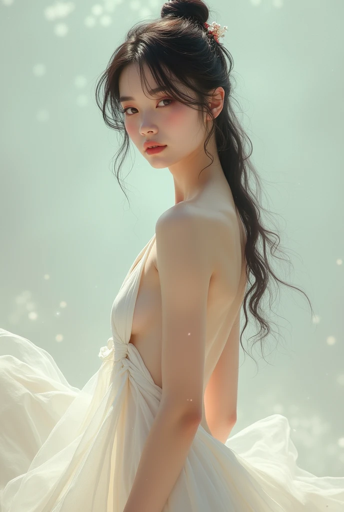 Nude male oriental boy with feminine appearance