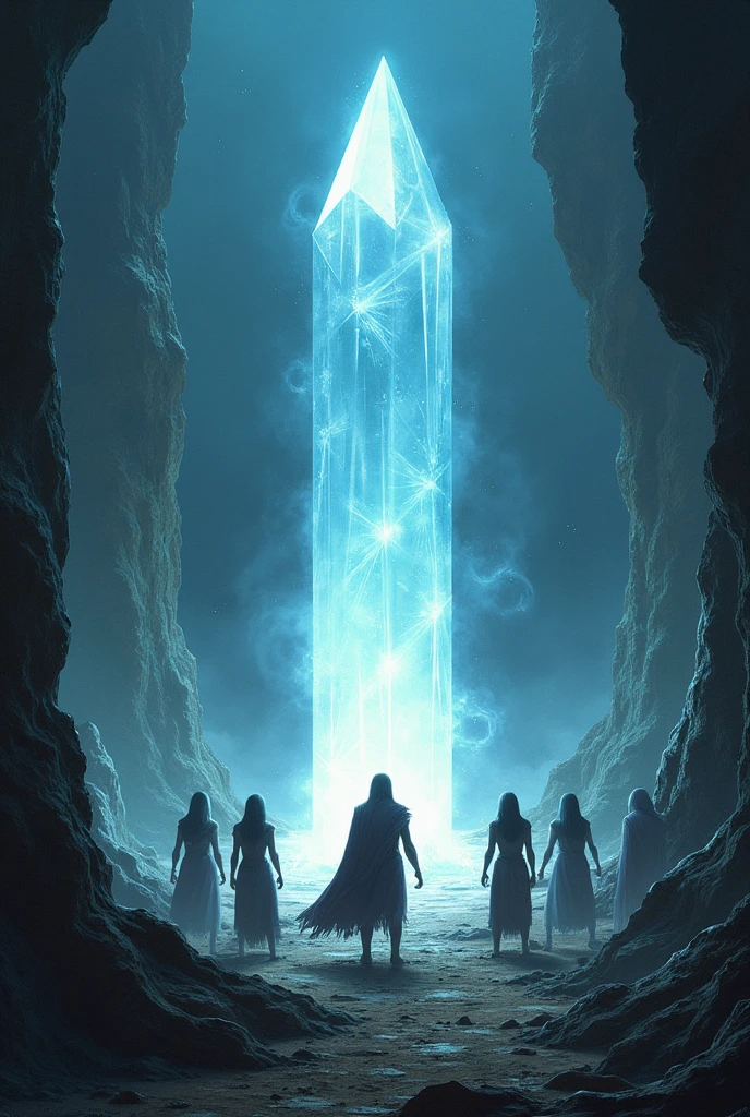 create a fantasy concept art style scene from this snippet: Long before the rise of the great underground cities of Agartha, Earth was a place of great energetic instability. The energy flowing through him was constantly out of balance., causing catastrophes and drastic transformations. To preserve the world and prevent total collapse, an ancient and advanced underground civilization developed a crystal of immense power, known as the Ancient Crystal with white color and a strong light that it emits