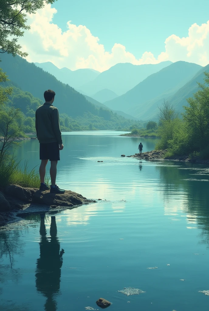 Human with river