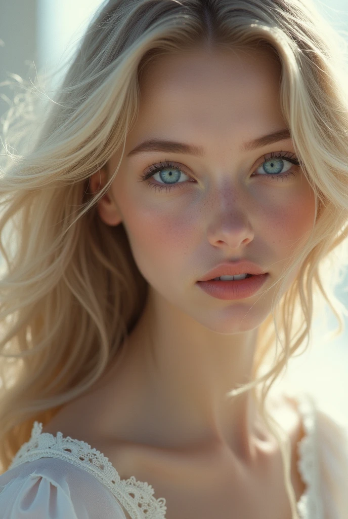 A beautiful lady with blue eyes