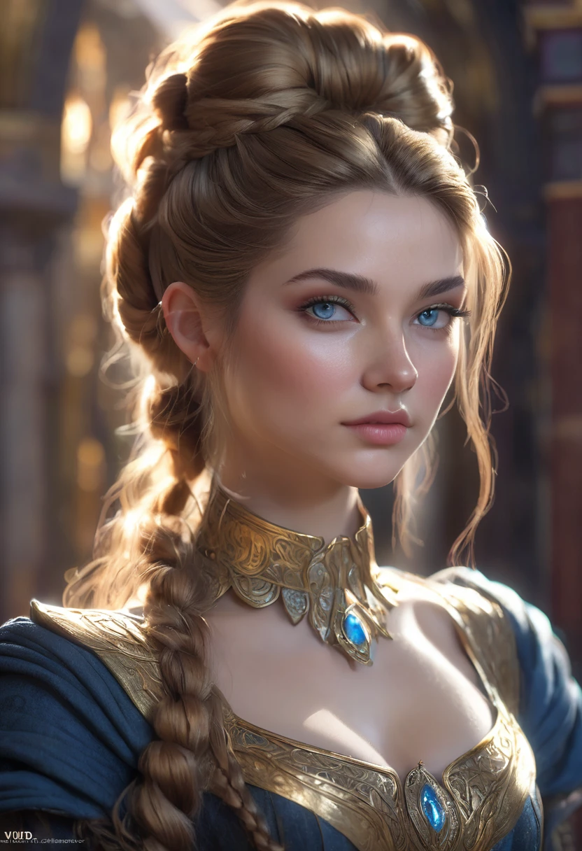 A woman, she has elf ears, long golden brown hair in a neat bun, (((a woman with hair in a neat bun 1.7)))(((very beautiful))), perfect faces, she is in a dark castle, cool palette, body-conscious long black dress with a high collar, gray blue eyes, 8K, slim body, extremely detailed, (high quality, realistic, photorealistic: 1.37), ideal proportions and defined skin, meticulously crafted features, unapproachable beauty, perfection, artistic art, vivid realism, hyper-detailed sculpting, realistic shapes, truly awe-inspiring, impeccable craftsmanship, pure brilliance, ethereal beauty, delicate contours, striking poses, sublime beauty, subtle nuances, dynamic compositions, vibrant colors, perfect lighting, moving expressions, heavenly aura, majestic presence, dreamlike atmosphere, unmatched detailed octane rendering trend on artstation, artistic photography 8k, photorealistic concept art, natural light soft cinematic volumetric, chiaroscuro, award-winning photography, fine art, oil on canvas, beautiful, detailed, intricate, insane