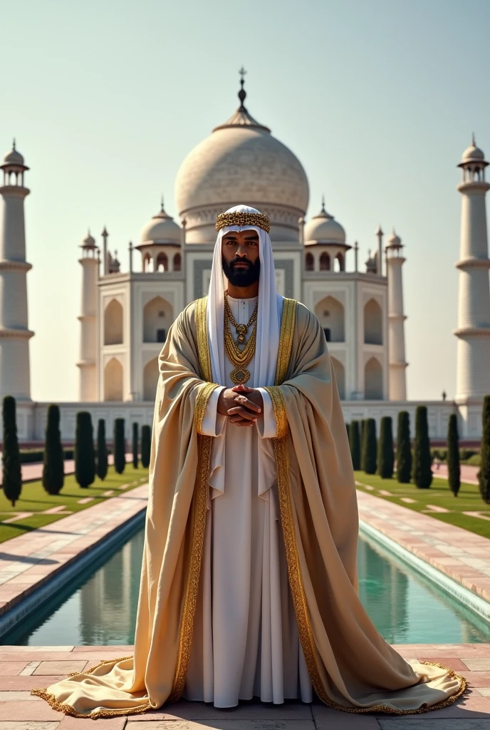 Dubai sheikh in near Taj mahal