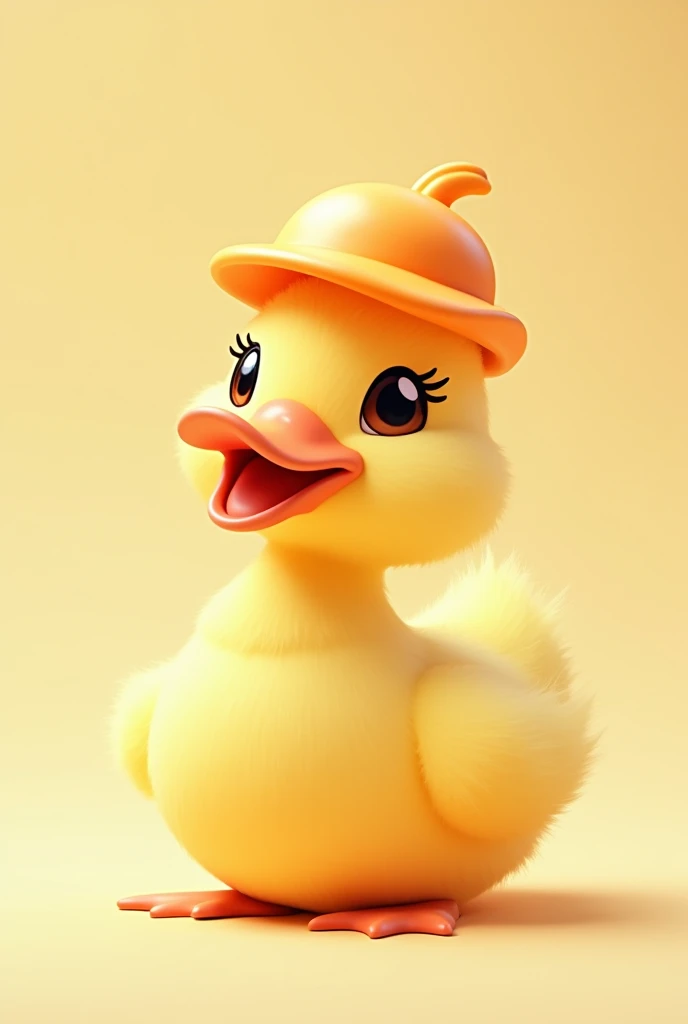 Kawaii duck with an orange pylon on the head like a hat