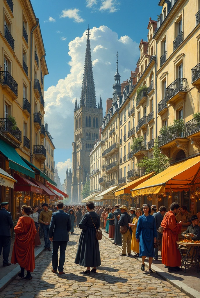 create a renaissance painting made by vangogh and michelangelo together, painting the streets of paris