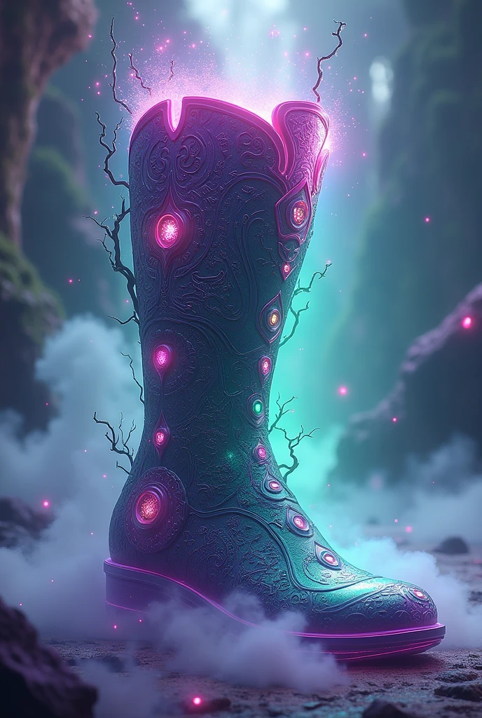 Purple and green sign up boot