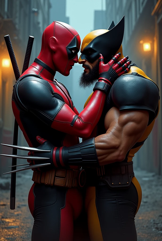 Deadpool se besa con Wolverine 

