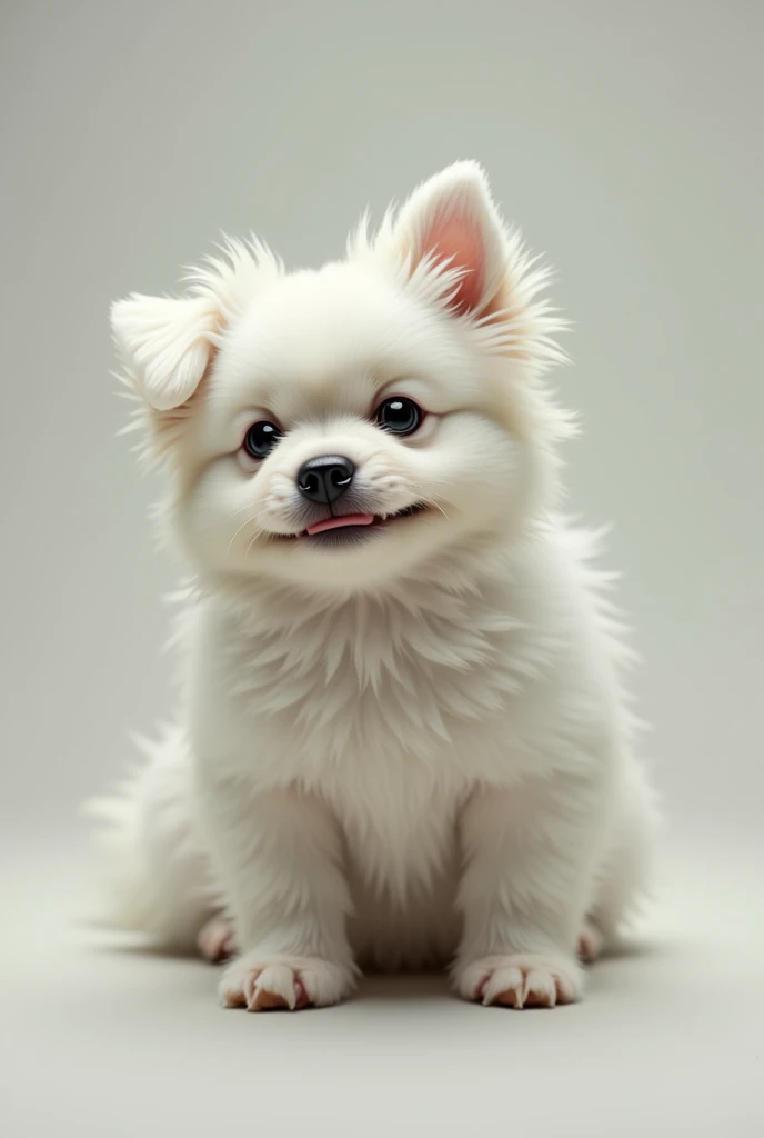 A white dog that is prudish and that is a female and pretty and that is disgusting