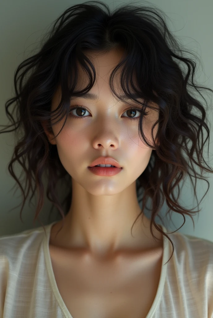 Curly hair girl, not that pretty but she’s ugly korean
