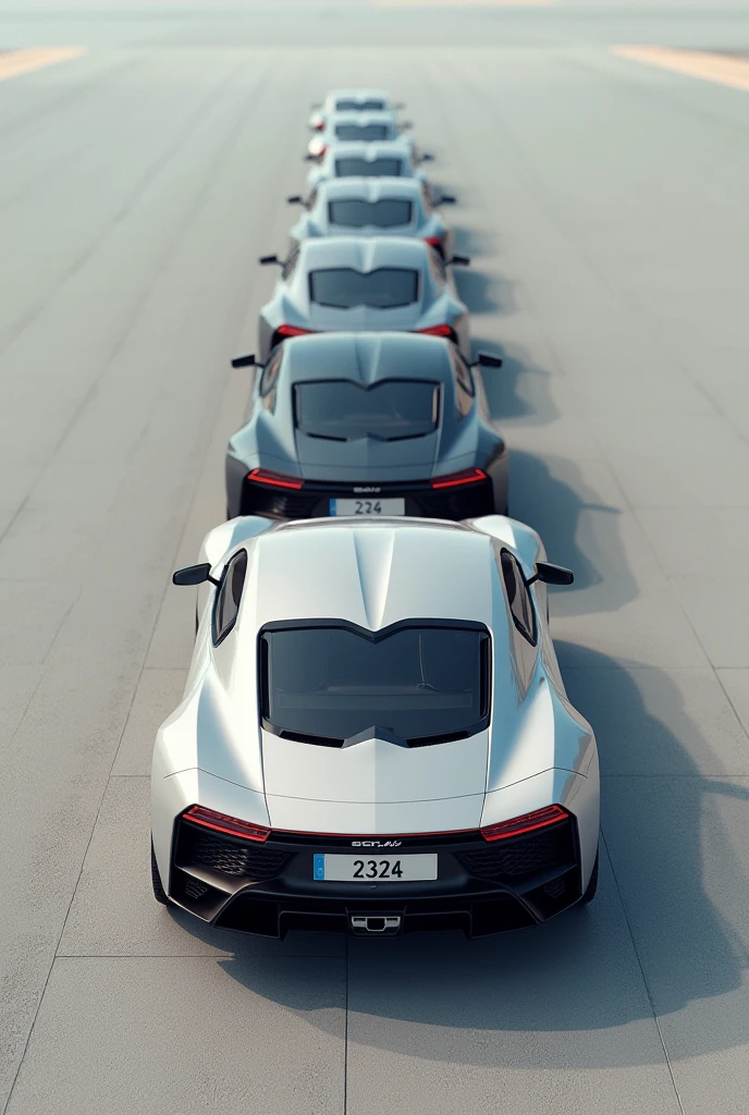 6 Cars in a line with 2324 number plate 
