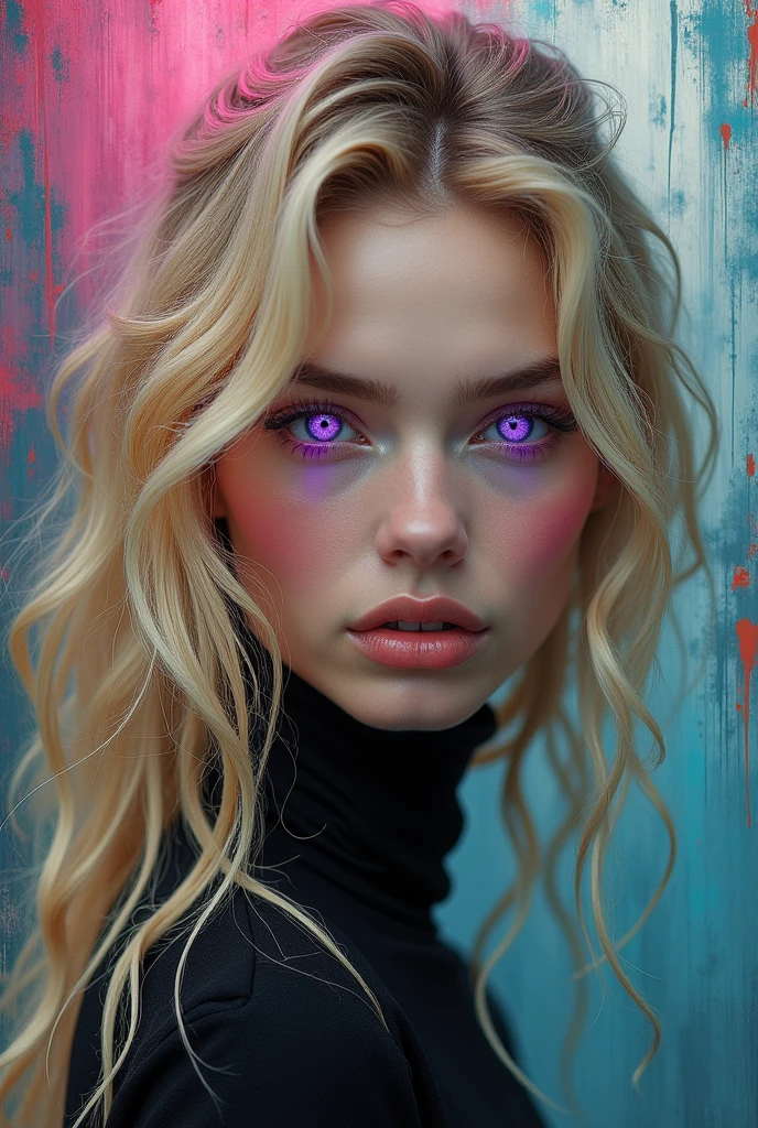 Purple eyes, abstract, abstract表現主義, Blonde, Purple Hair, Aperture value F1.2,