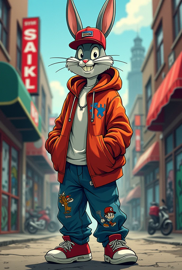 Bugs bunny con ropa de hiphop