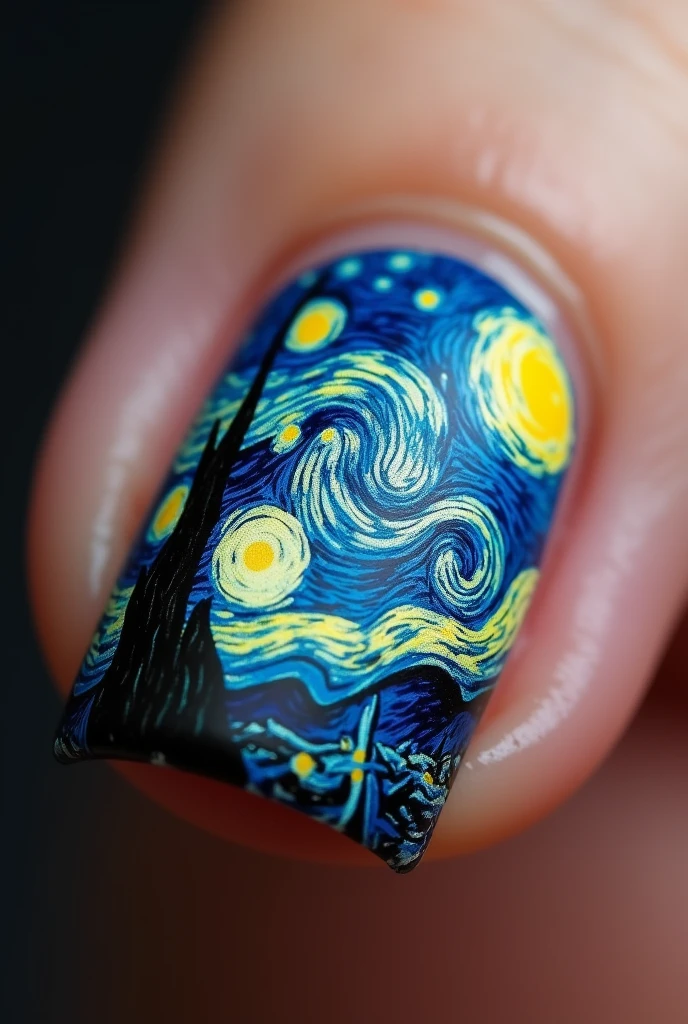 💅 Vangogh's Starry Sky Painted Nails