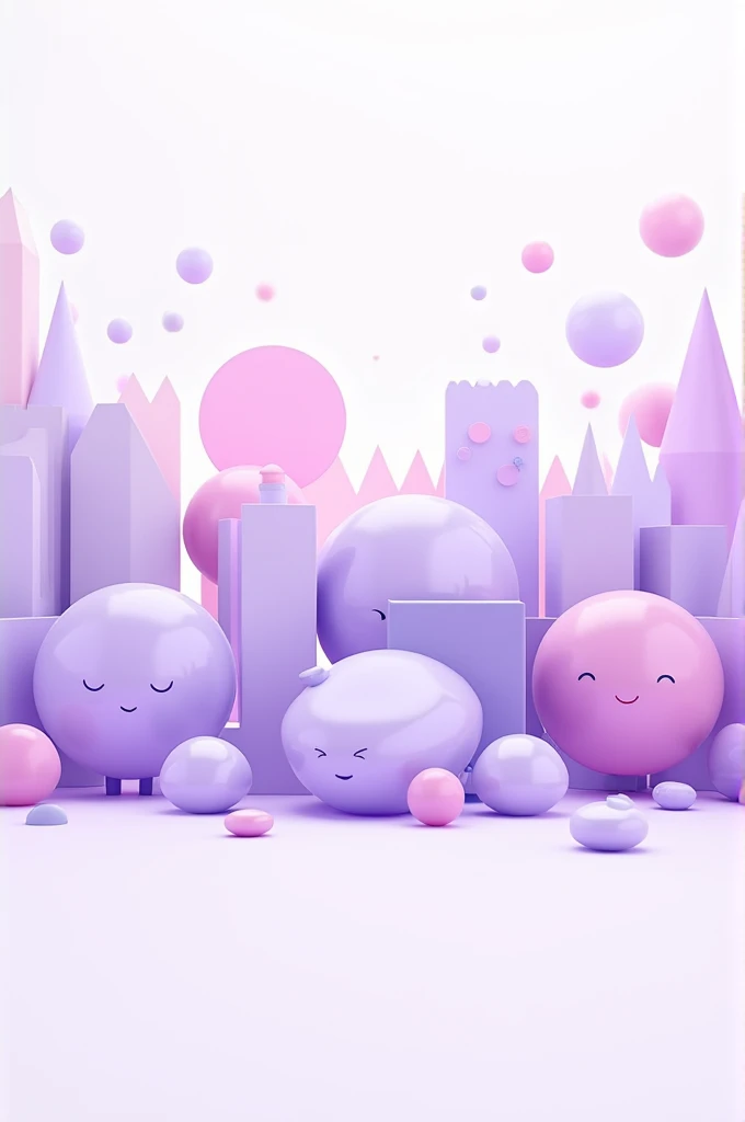 create a cute simple design with lots of clear materials, purple in color and measuring 3000x500. which has lots of cute shapes
