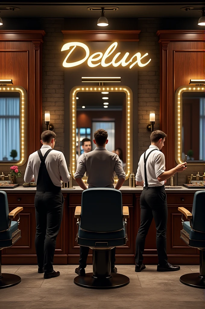 Create me an image of a barbershop with the name delux