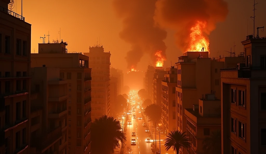 Cairo city/egypt in chaos; fires in buildings