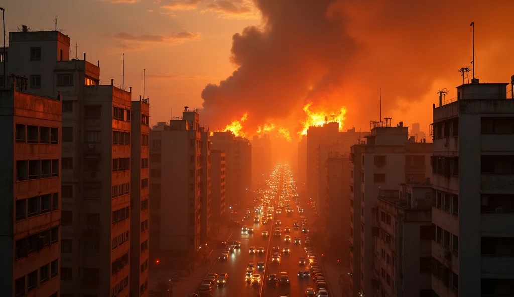 Cairo city/egypt in chaos; fires in buildings