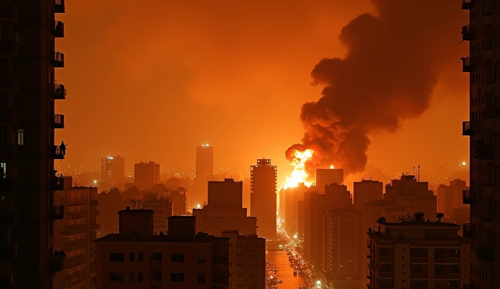 Cairo city/egypt in chaos; fires in buildings