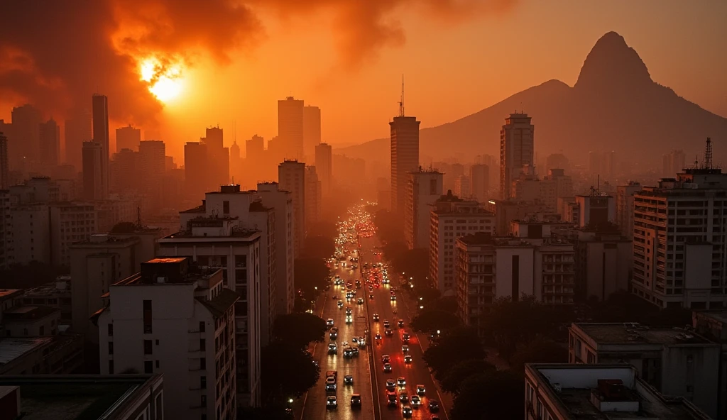 City of Rio de Janeiro in chaos; fires in buildings