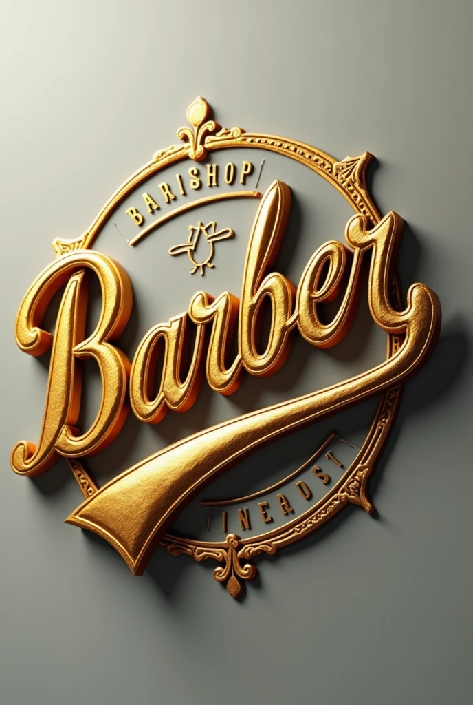Create me an image of a barbershop logo with the golden name