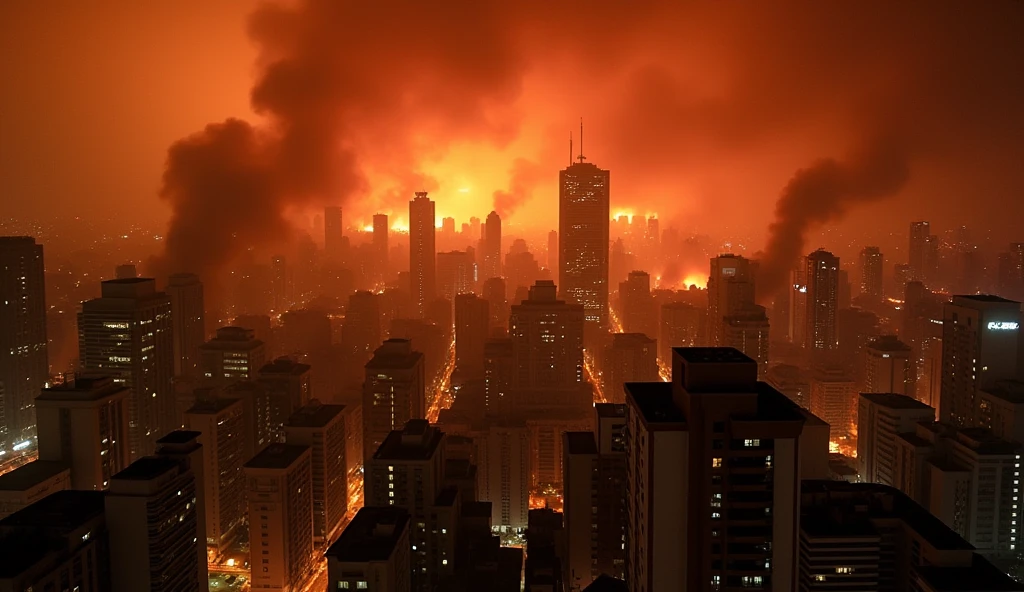 City of Rio de Janeiro/Brazil in chaos; fires in buildings