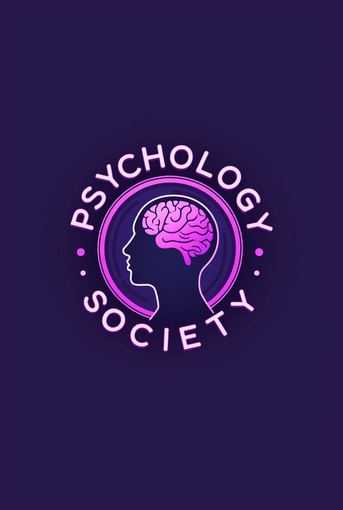 a logo with the psychology symbol, written "psychology society" and the colors are only shades of purple. i want the letters to be circling the symbol