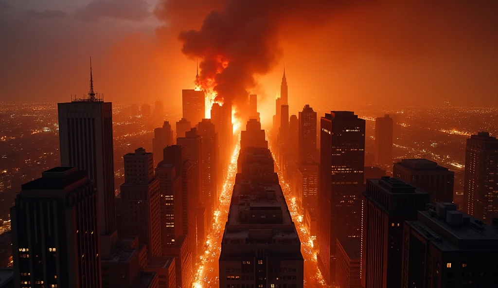 New York City in Chaos; fires in buildings in broad daylight