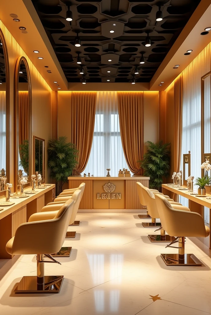 Create me an image of a hairdressing business with the name “golden”
