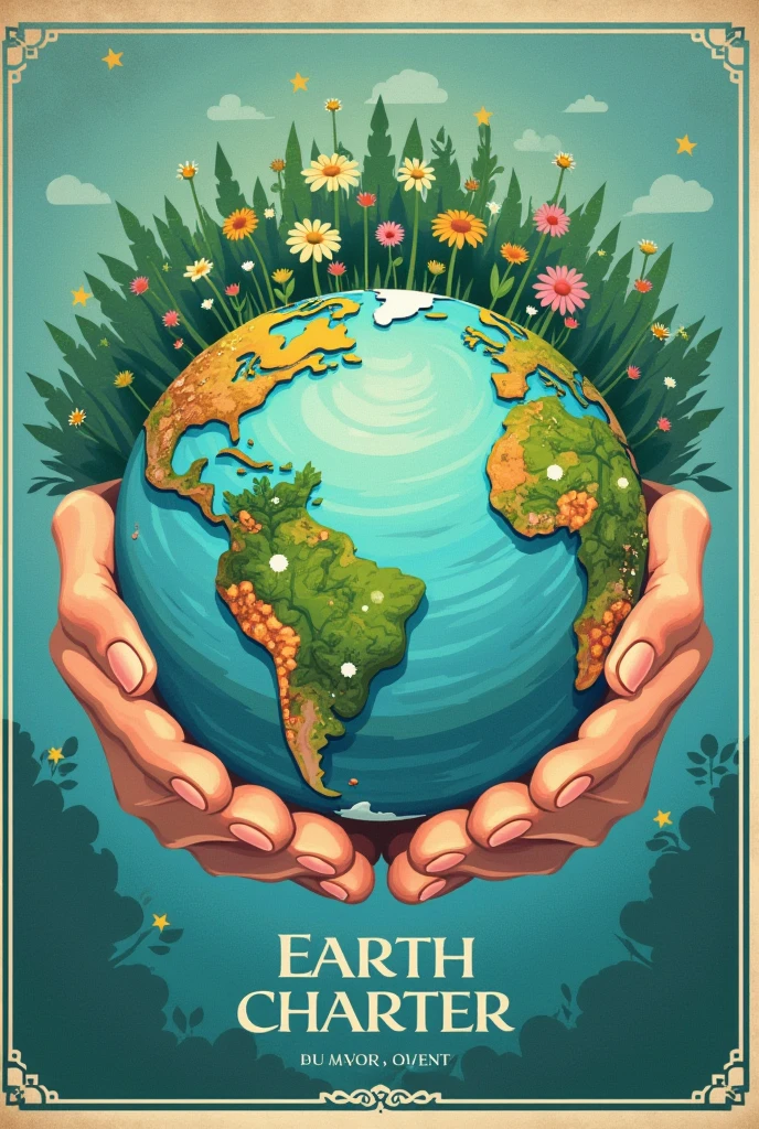 Create a poster to promote the Earth Charter and make everyone want to read it,and get inspired by the text: I. Respect and care for the community of life The passage emphasizes the need to respect the Earth and all the diversity of life it harbors, recognizing that all living things are interconnected and have intrinsic value, regardless of its usefulness to humans. Affirms the importance of recognizing the inherent dignity of all human beings, valuing your intellectual potential, artistic, ethical and spiritual. Furthermore, highlights the importance of caring for the community of life with understanding, compassion and love, recognizing that the use and management of natural resources must be accompanied by a commitment to avoid harm to the environment and protect the rights of people. The passage also highlights the responsibility of using freedom, the knowledge and power acquired in order to promote the common good. In addition, advocates the construction of democratic societies that are fair, participatory, sustainable and peaceful, ensuring that everyone has their human rights and fundamental freedoms guaranteed, as well as the importance of preserving the Earth's gifts and beauty for future generations, recognizing that the actions of each generation must take into account the needs of the next, transmitting values, traditions and institutions that ensure the long-term prosperity of human and ecological communities.
II. Ecological integrity This excerpt highlights the importance of protecting and restoring the integrity of Earth's ecological systems., focusing on the conservation of biodiversity and the natural processes that sustain life. The adoption of sustainable development plans that integrate environmental conservation into all development initiatives is advocated.. This includes the creation and protection of nature reserves and marine areas to preserve ecosystems and biodiversity., beyond the recovery of endangered species