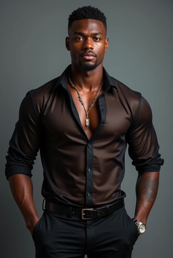 homme carribbean yeux bleu (metisse), 20 ans, beau et élégant,Imberbe, Porter une chemise transparente, sexey , masculin et beau，musclé，Les muscles ont l&#39;air bien，corps poilus, avec une peau claire,, photo du corps entier,(ultra-détaillé, Photoréaliste, Meilleure qualité, 4k, 8k, haute résolution, chef-d&#39;œuvre:1.3), charmant  , (corps musclé), portant une chemise brillante sur mesure, avec le bouton du haut défait avec désinvolture, pantalon anthracite parfaitement ajusté, Transpirer, déboutonner les boutons de la chemise, visage obscène ,la poitrine serrée, sexe, érotique, corné,  Les accessoires incluent une montre-bracelet de luxe , dans des endroits bondés,regarder le spectateur,veines musculaires, sexey posing,allongé sur le sol,vue de dessus,Une chemise mouillée révèle des muscles,pas de sous-vêtements,sourire obscène