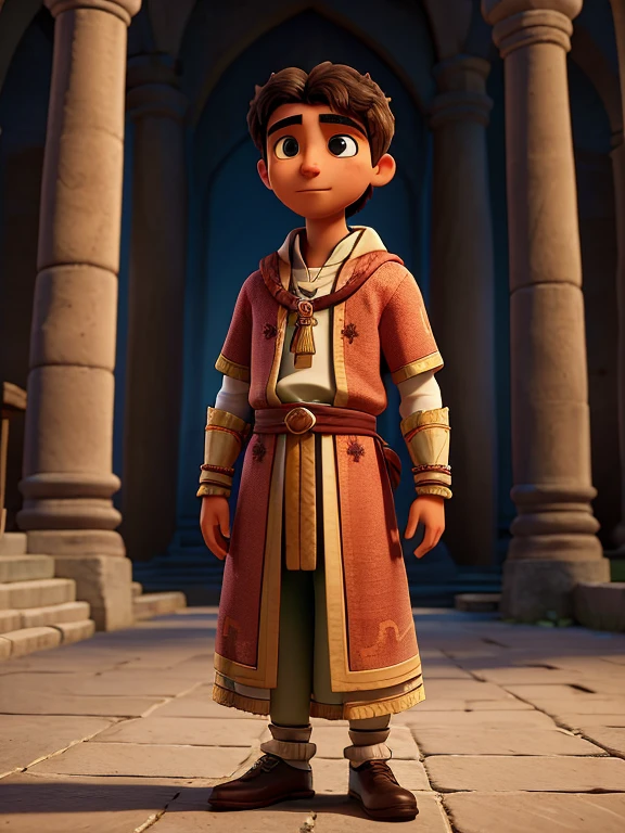 Tezcatli (main character): A young priest chosen to be the next spiritual leader of the city of Tenochtitlán. Tezcatli has a deep sense of duty, but is haunted by visions of the future and the expectations that surround it. with Aztec period clothing and no background, only the character, in the clothes of priests from the Aztec era