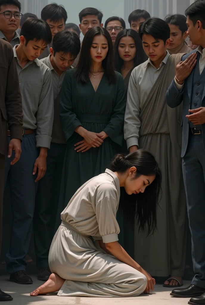 The woman sad bows peoples