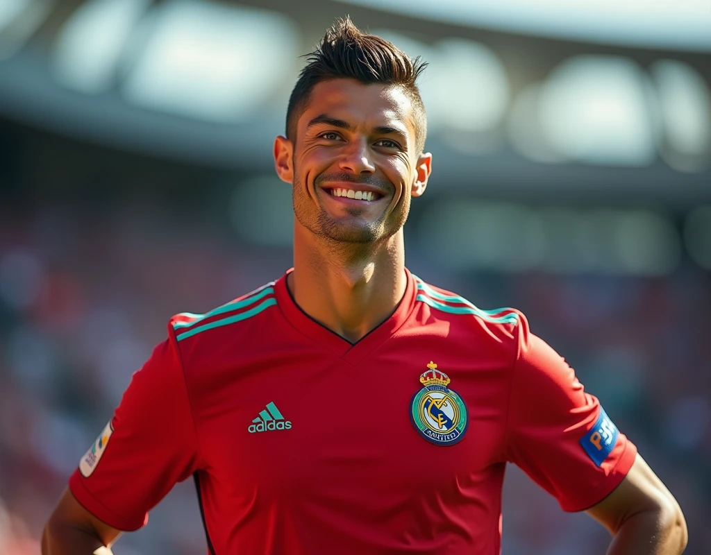 We need an image of Cristiano Ronaldo with highlighted sunlight vha funny mood me ho