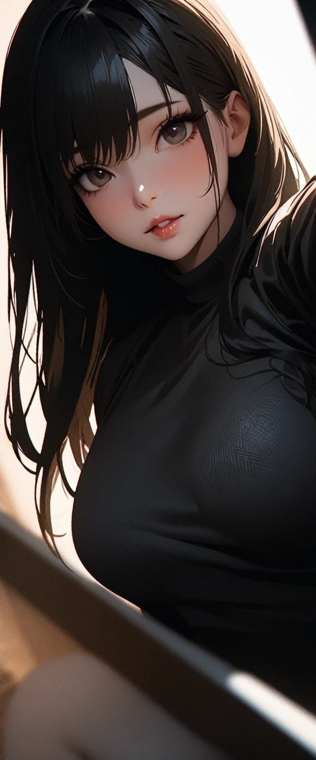 (high quality, 8k, 4K, High Contrast, masterpiece:1.2, 最high quality, Best aesthetics), 1 female, (Realistic skin texture:1.3), (Film Grain:1.3), (Selfie angle, High Angle), one person's, Beautiful and detailed eyes and face, 最high quality, close, Cowboy Shot Black Hair , Disposable mask, blue hair inner, white shirt, dark blue skirt (Show off a black bra)