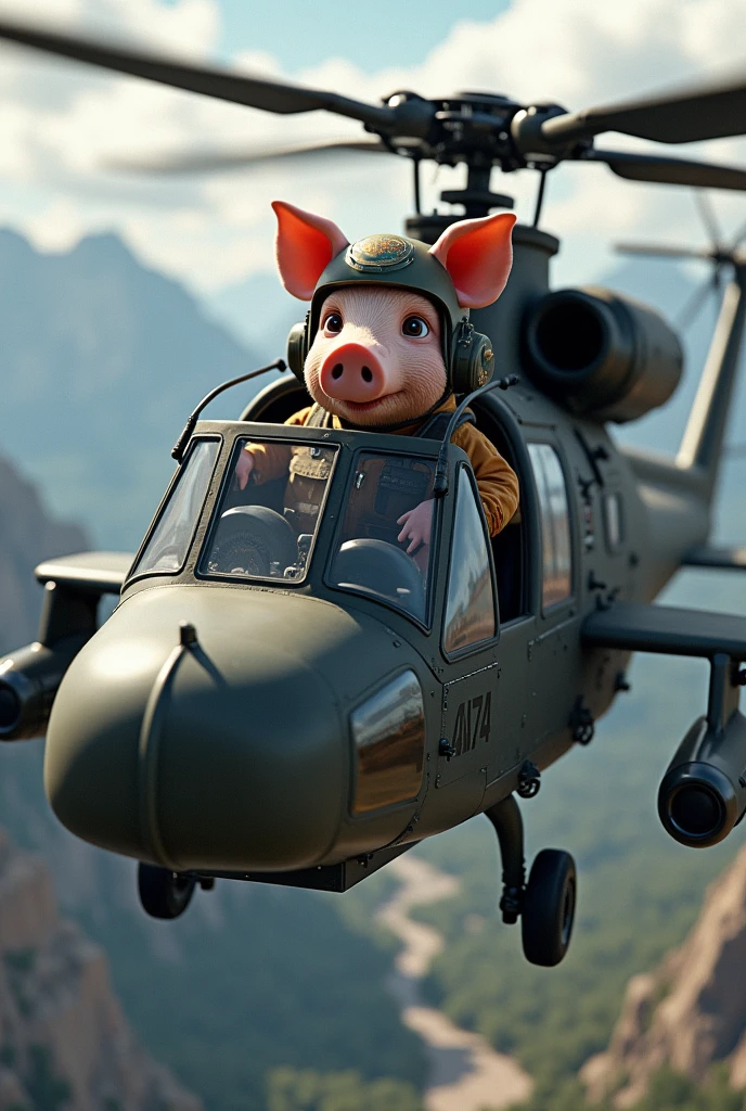 Pig as pilot of blackhawk 