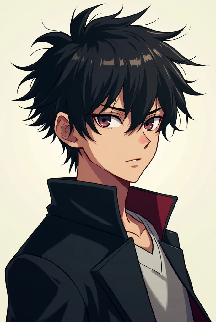A man with 1,60 tall with short black anime hair