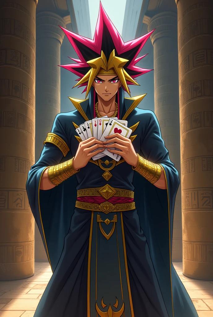 Egyptian Yami Yugi Anime Character Holding Cards