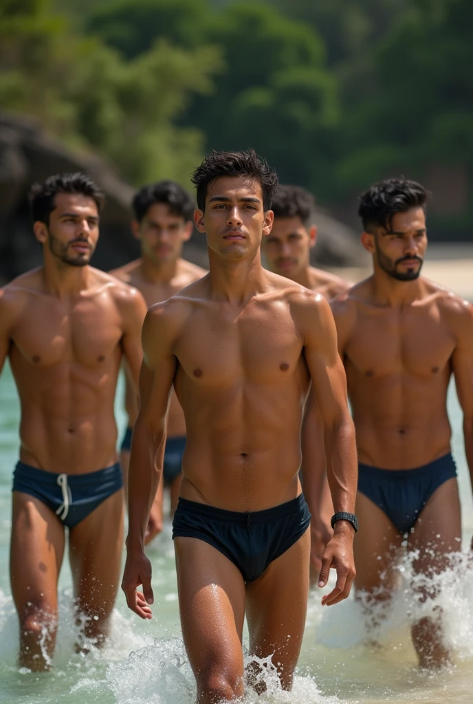 1 Sri Lankan handsome fair skinned shirtless 6 boys wearing wet shorts