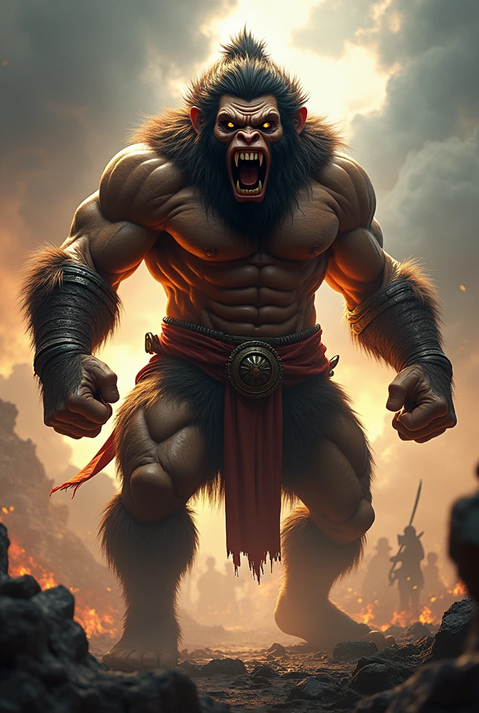 I want god hanuman in angry mood in wor