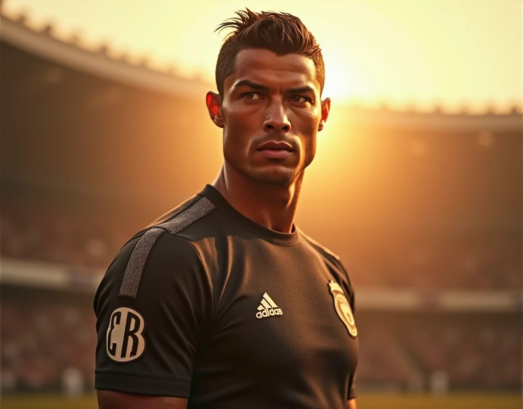 We need an image of Cristiano Ronaldo with highlighted sunlight