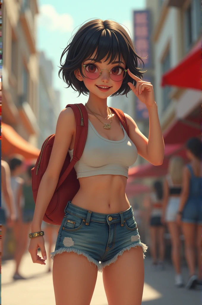 The girl with short shorts