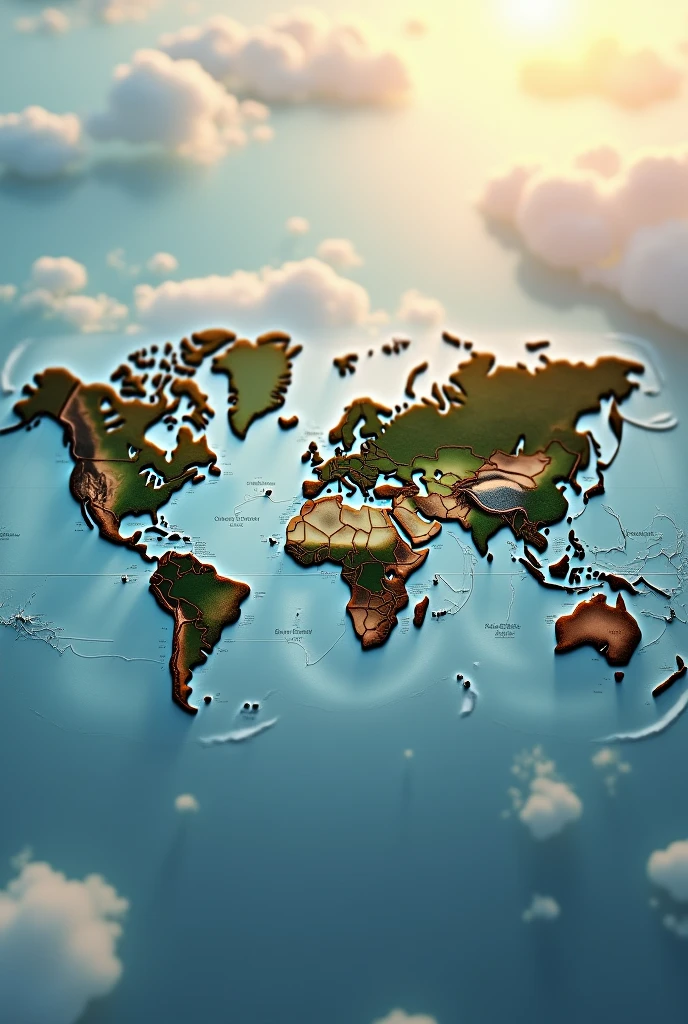 (photorealism:1.2), world map with a rest